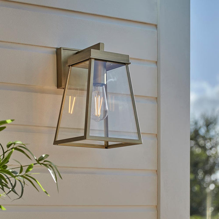 Nora Outdoor Gold & Glass Lantern Wall Light Lighting 