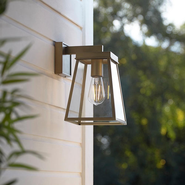 Nora Outdoor Gold & Glass Lantern Wall Light Lighting 