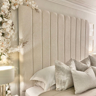 Nori Cream Boucle Luxury Panelled Bed Bed 