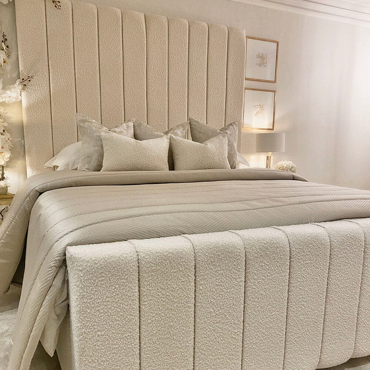Nori Cream Boucle Luxury Panelled Bed Bed 