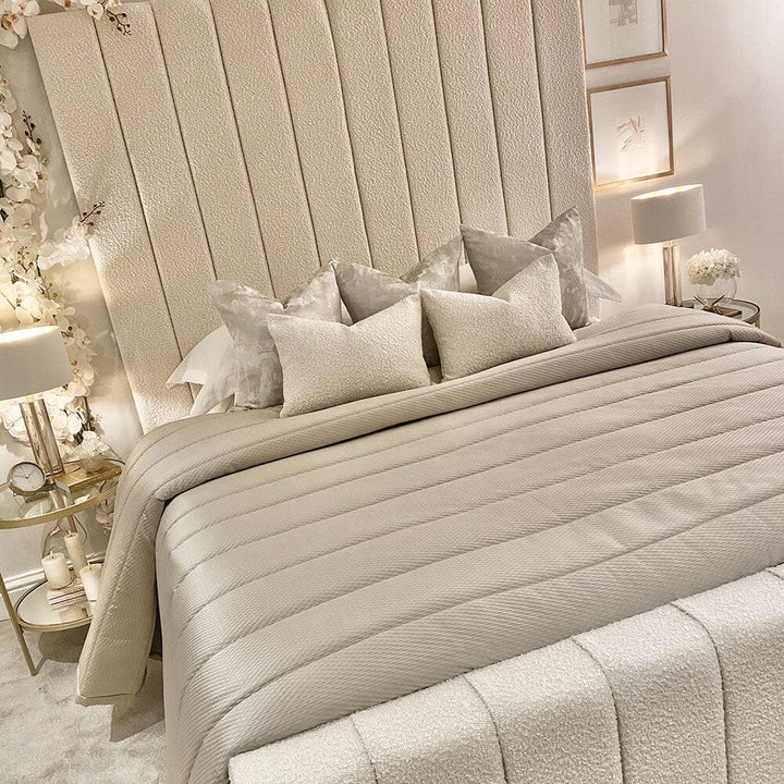 Nori Cream Boucle Luxury Panelled Bed Bed 