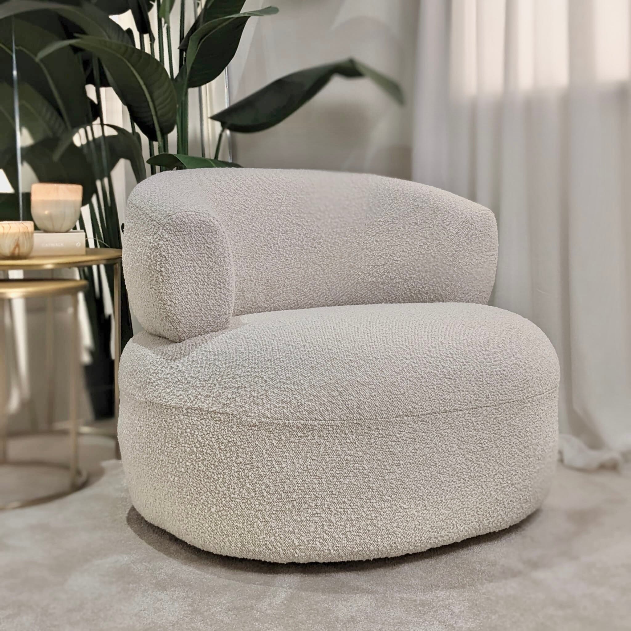 Nyra Ivory Boucle Accent Chair Chair 