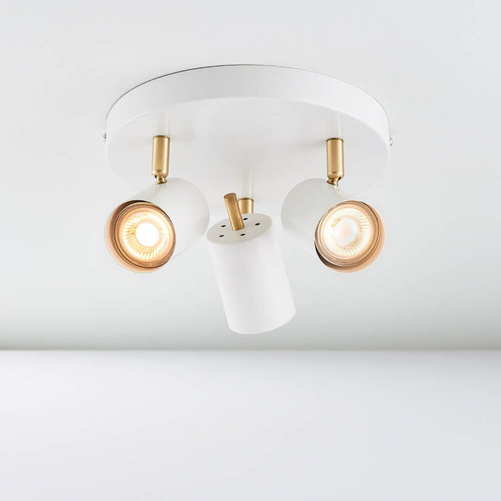 Nyra White & Gold 3 Light Spotlight Ceiling Light Lighting 