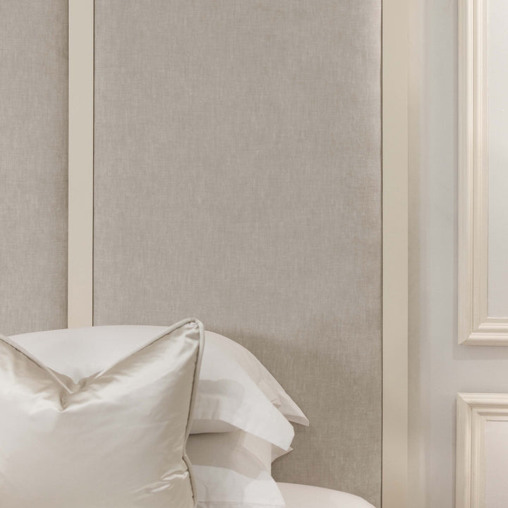 Oceania Mouse and Off White Premium Velvet Panelled Headboard Made to Order Bed 