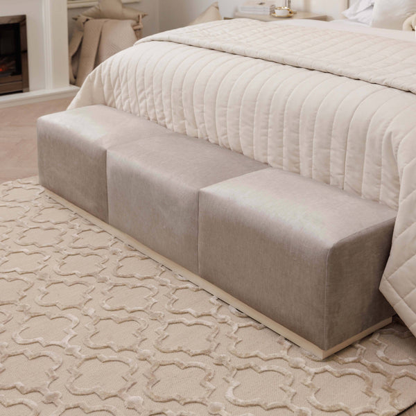 Oceania Putty and Ivory Premium Velvet Bench Made to Order Bench 
