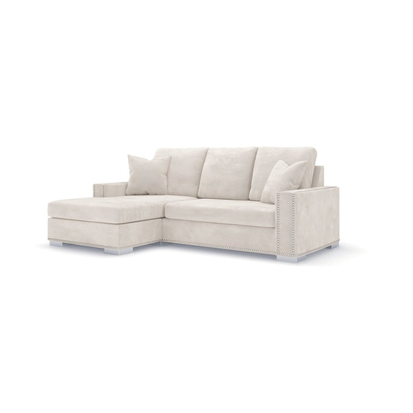 Olivia Cream Luxury Small Corner Sofa - Left Hand Facing (With Studs)