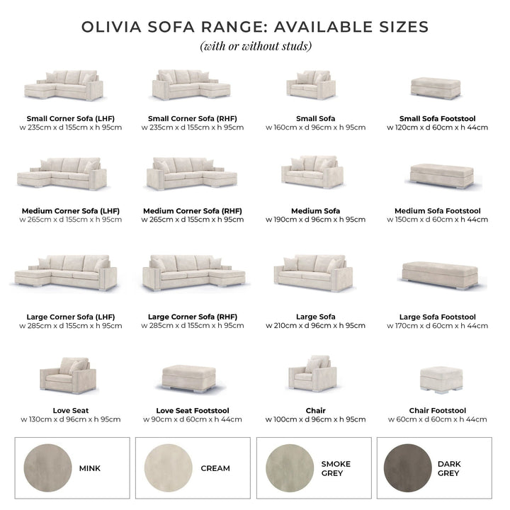 Olivia Cream Premium Large Corner Sofa with Hidden Feet MTO Sofa 