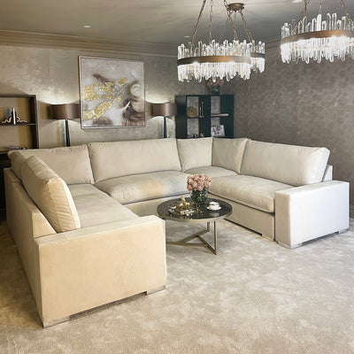 Olivia Cream Premium U-Shaped Sofa Made to Order Sofa 
