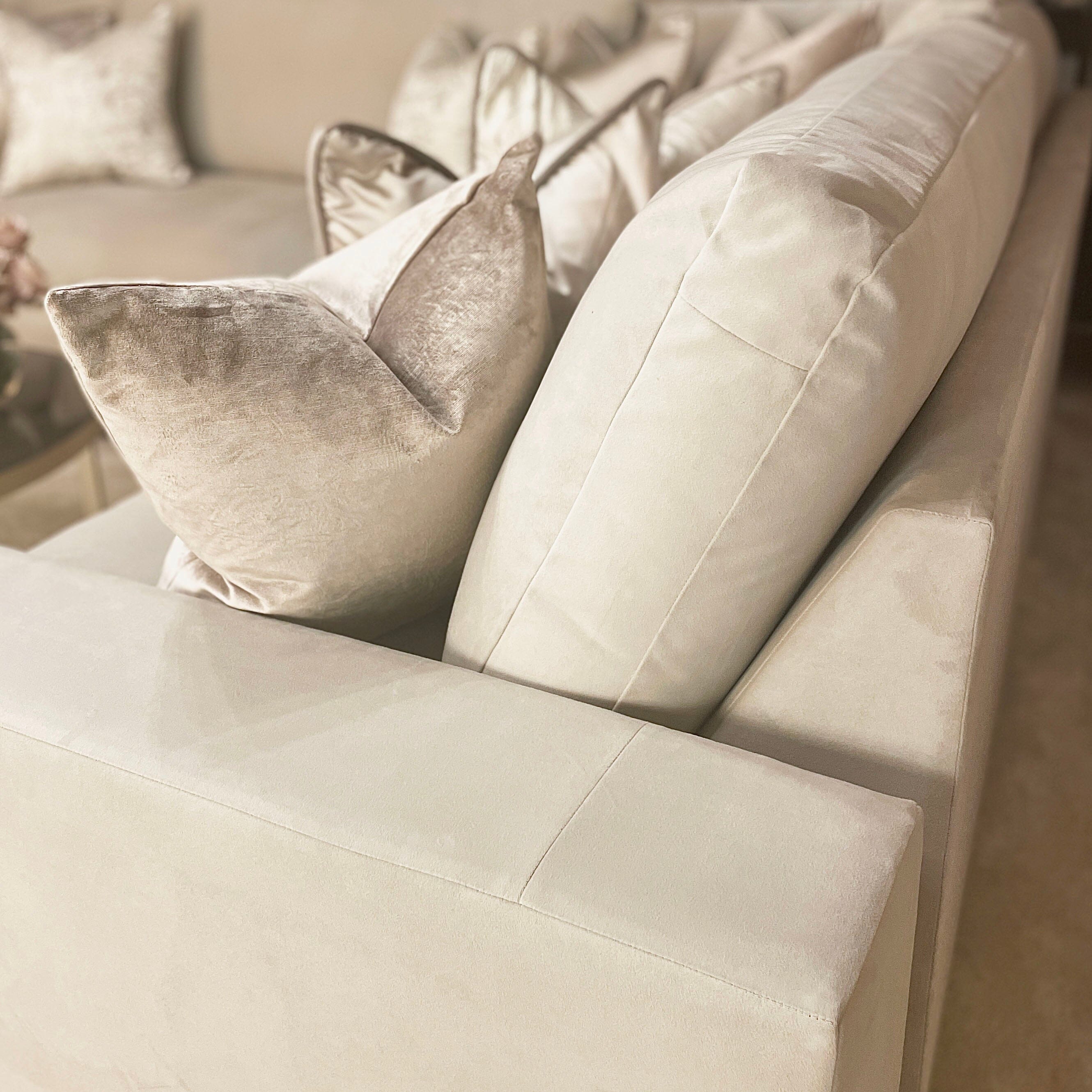 Olivia Cream Premium U-Shaped Sofa Made to Order Sofa 