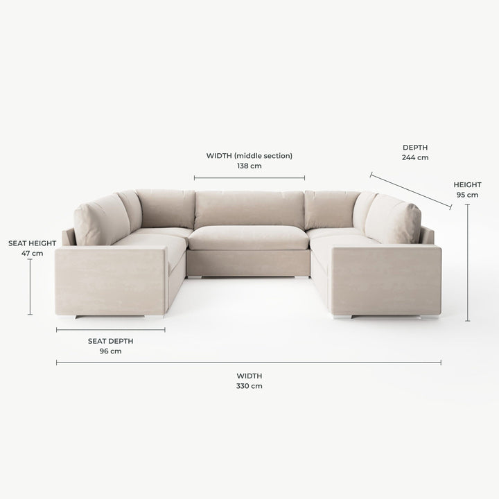 Olivia Cream Premium U-Shaped Sofa Made to Order Sofa 