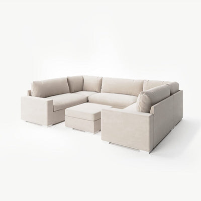 Olivia Cream Premium U-Shaped Sofa Made to Order Sofa 