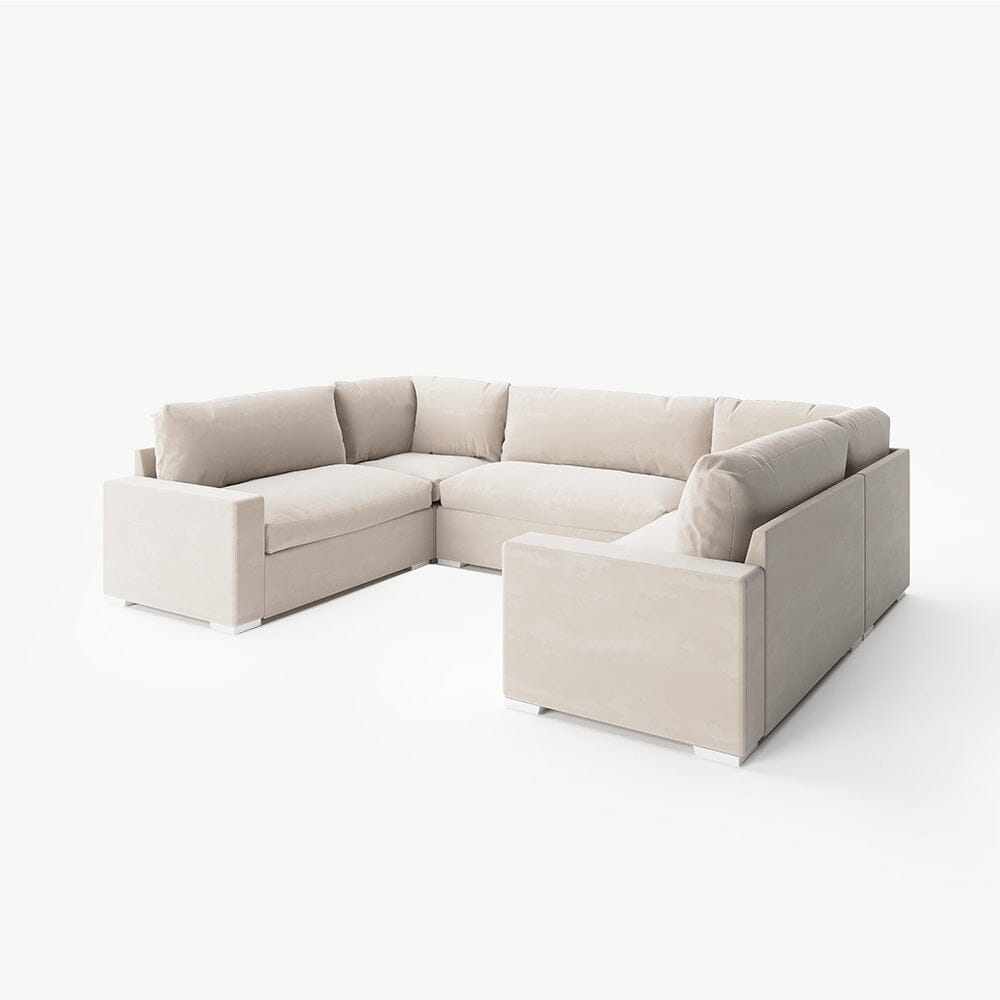 Olivia Cream Premium U-Shaped Sofa Made to Order Sofa 