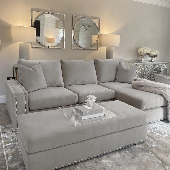 Olivia Light Grey Luxury Medium Corner Sofa 