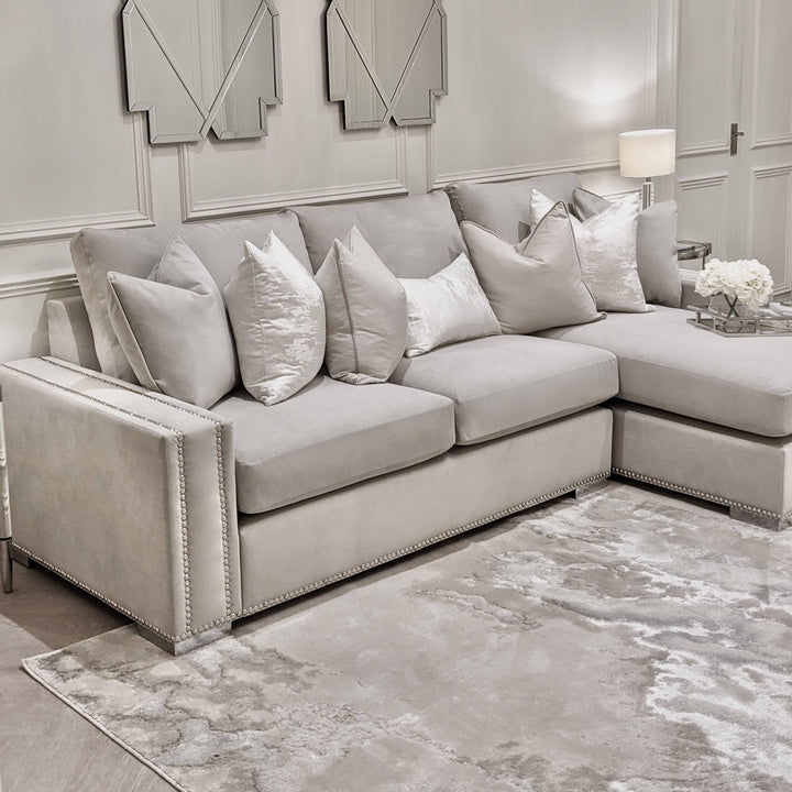 Olivia Light Grey Premium Medium Corner Sofa Sofa 
