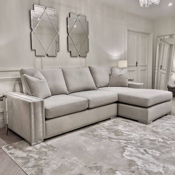 Olivia Light Grey Premium Medium Corner Sofa Sofa 