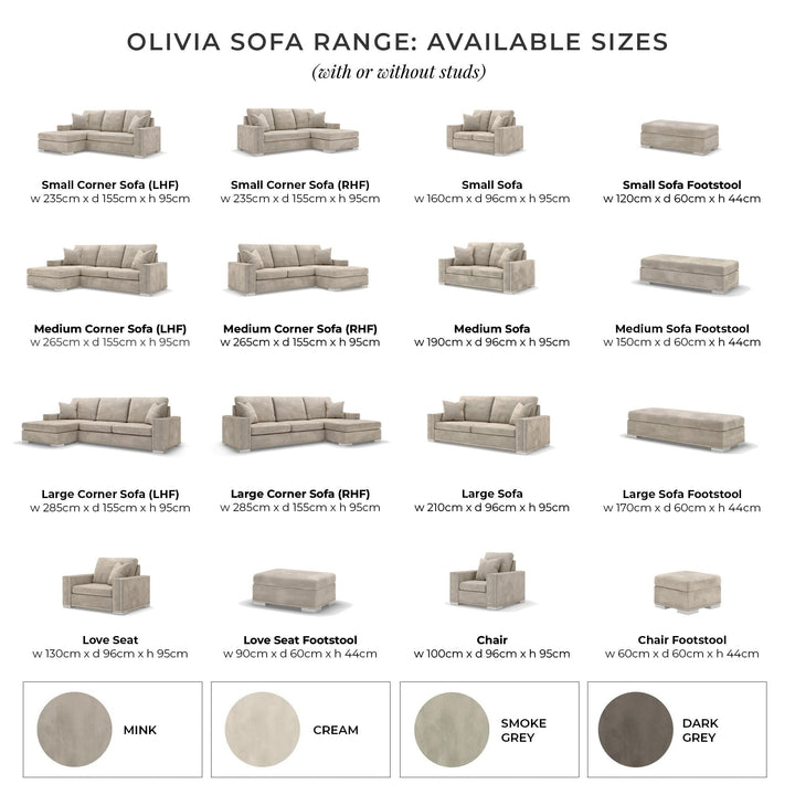 Olivia Mink Premium Small Sofa Footstool MTO Sofa 