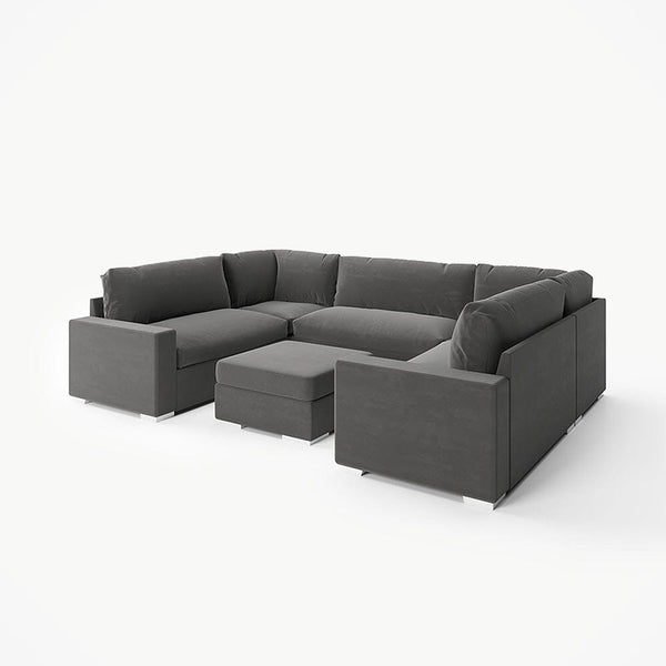 Olivia Shadow Grey Premium U-Shaped Sofa MTO Sofa 