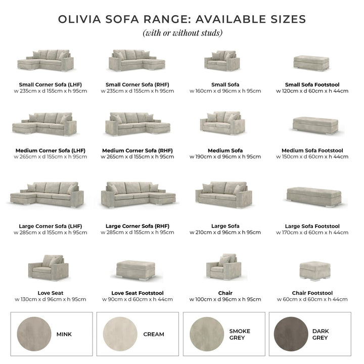 Olivia Smoke Grey Premium Medium Corner Sofa MTO Sofa 