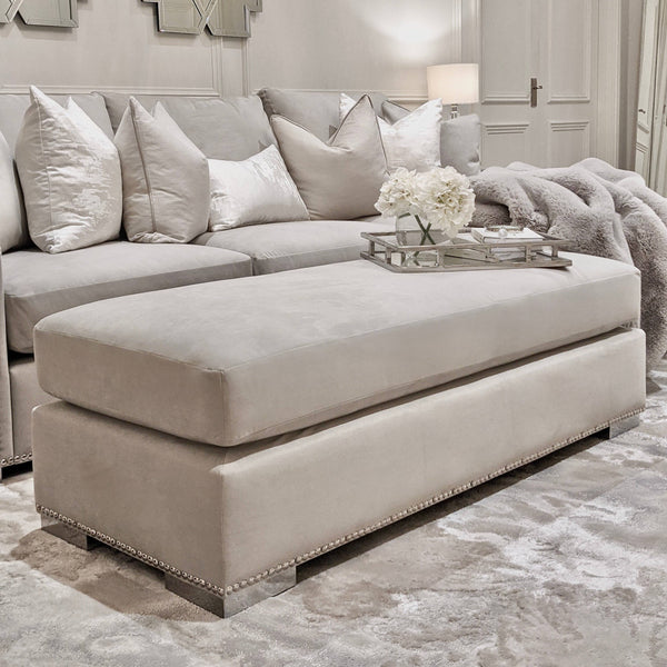 Olivia Smoke Grey Premium Medium Sofa Footstool Sofa 