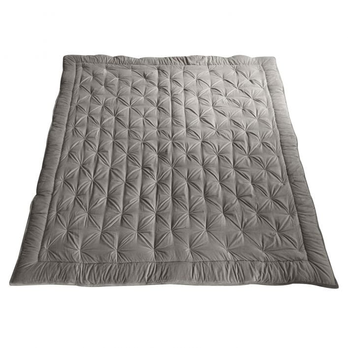 Oriana Luxury Taupe Velvet Pleated Bedspread Bedding 