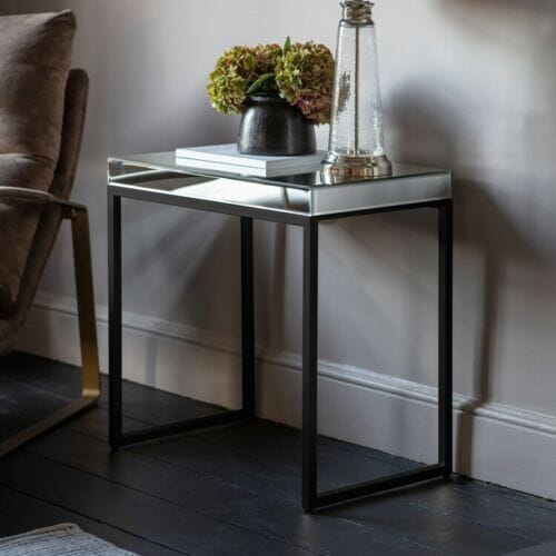 Osca Black & Glass Side Table Furniture 