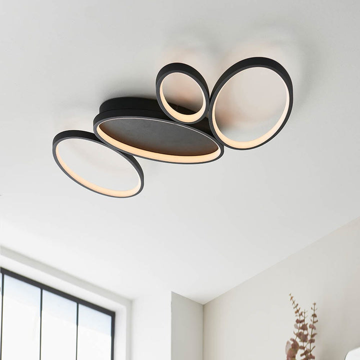 Ovala Black LED Flush Ceiling Light Lighting 