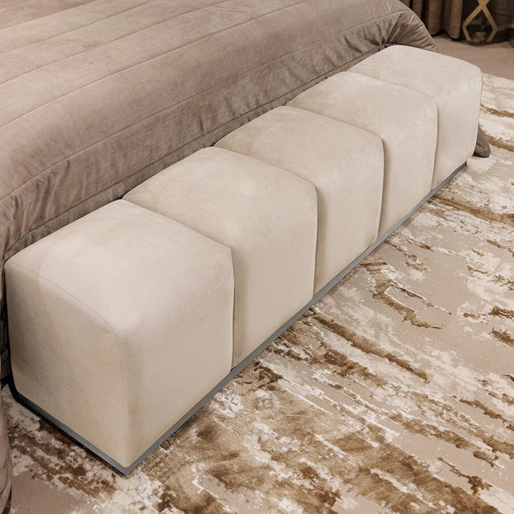 Oyster & Silver Luxury Velvet Upholstered Bench Made to Order Headboard 