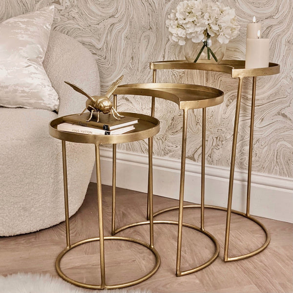 Padua Set of 3 Gold Nesting Tables End and Side Table 