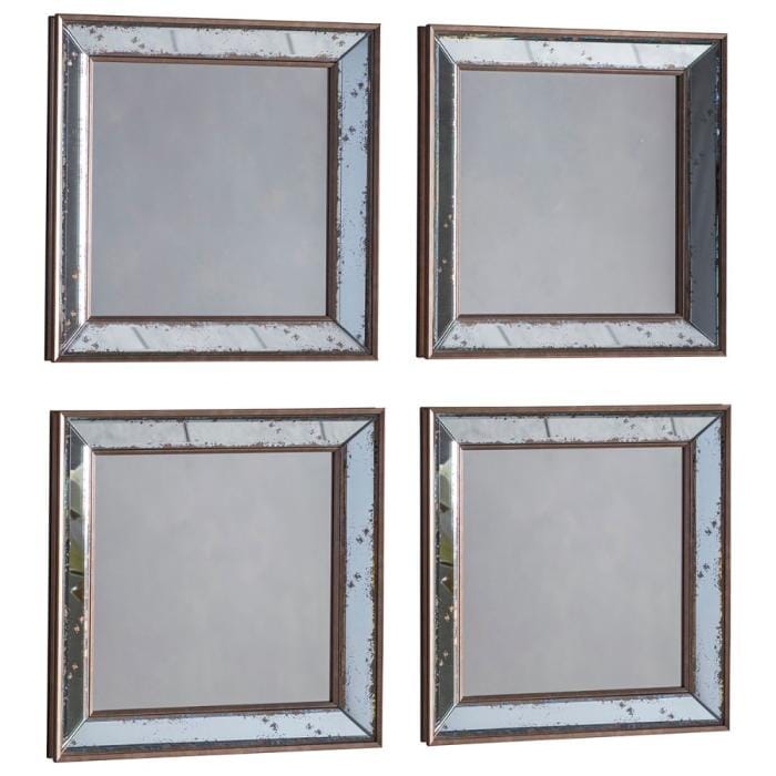 Pattington Antique Set of 4 Square Mirrors - 39 x 39cm Mirror 