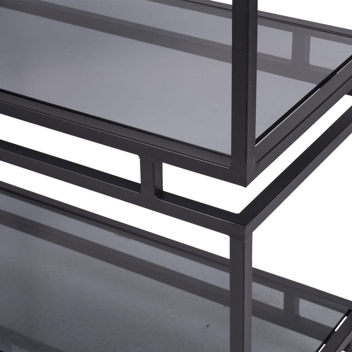 Pelham Large Black & Glass Shelving Unit Furniture 