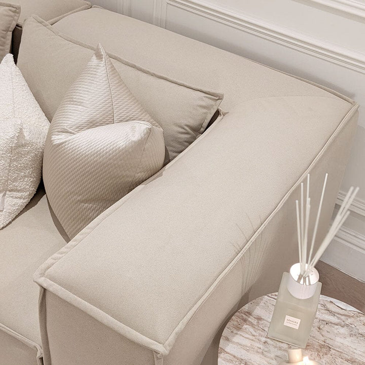Peyton Ecru Woven Chaise End Sofa With Movable Footstool Sofa 
