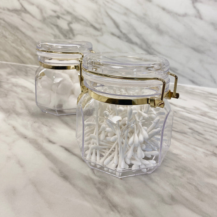 Pharaoh Gold Finish Small Octagonal Clear Acrylic Jar Kitchen 