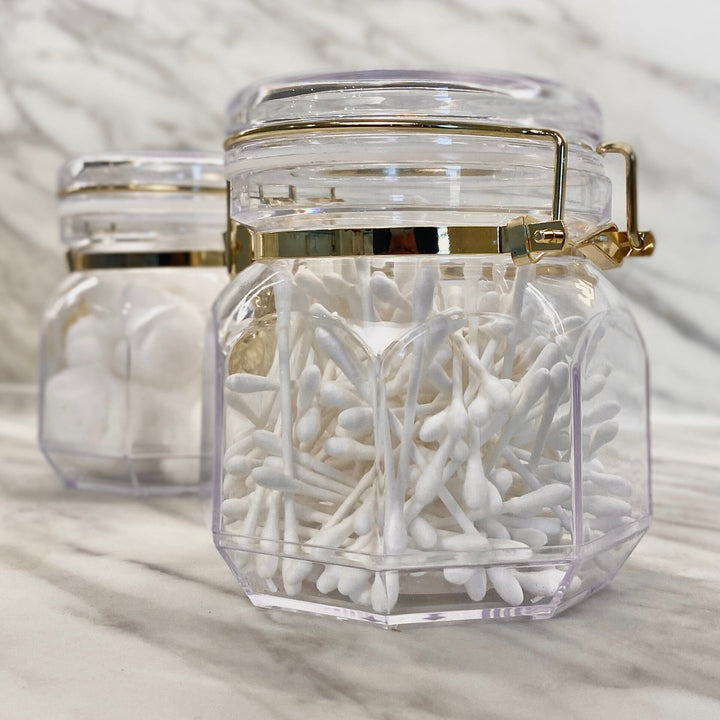 Pharaoh Gold Finish Small Octagonal Clear Acrylic Jar Kitchen 