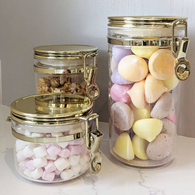 Pharaoh Large Gold Finish Clear Perspex Jar Kitchen 