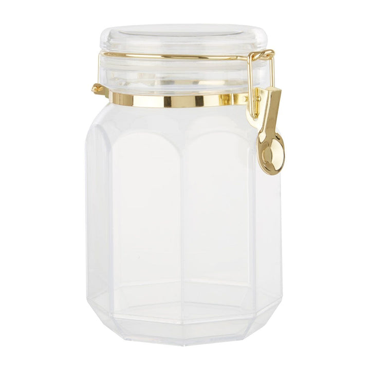 Pharaoh Large Gold Finish Octagonal Clear Acrylic Jar Kitchen 