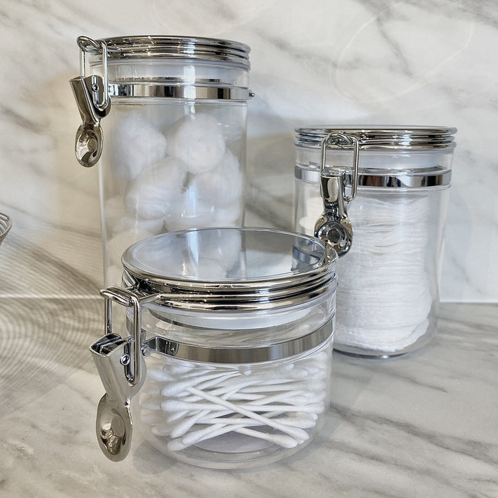 Pharaoh Silver Finish Clear Perspex Jars - Set of 3 Kitchen 