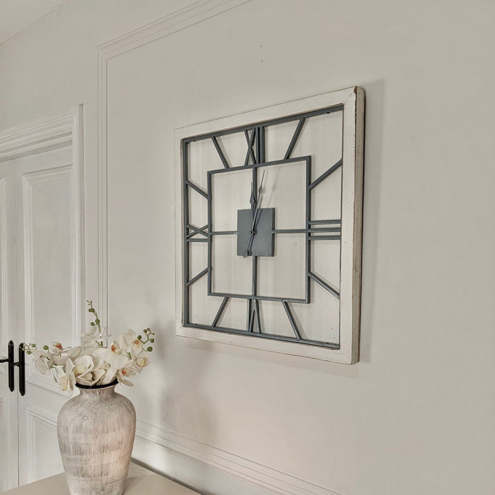 Porter White Wash Square Wall Clock Accessories 