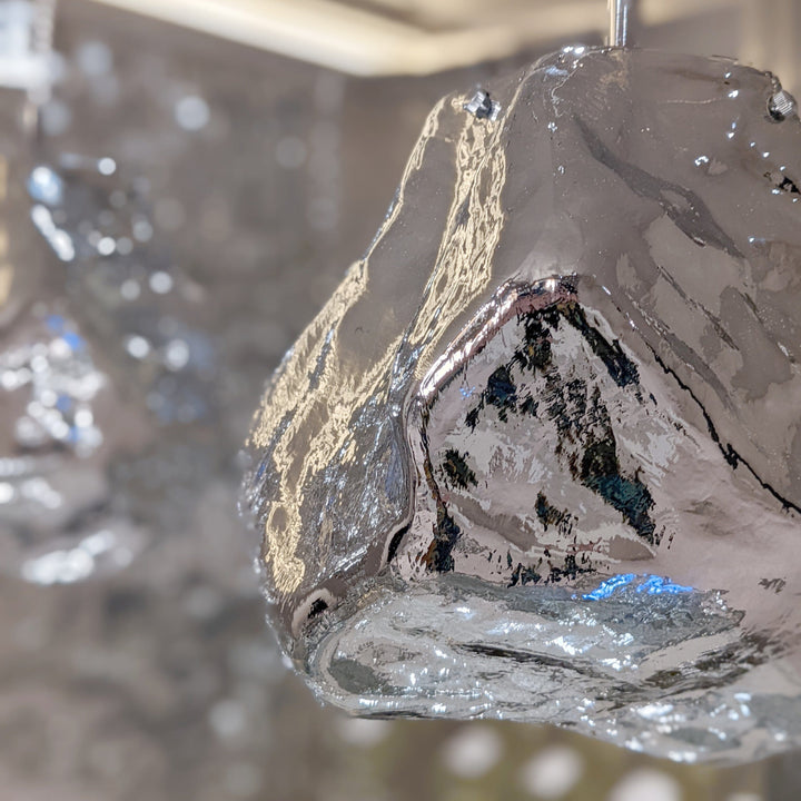 Portobello Silver Abstract Glass Pendant Ceiling Light Lighting 