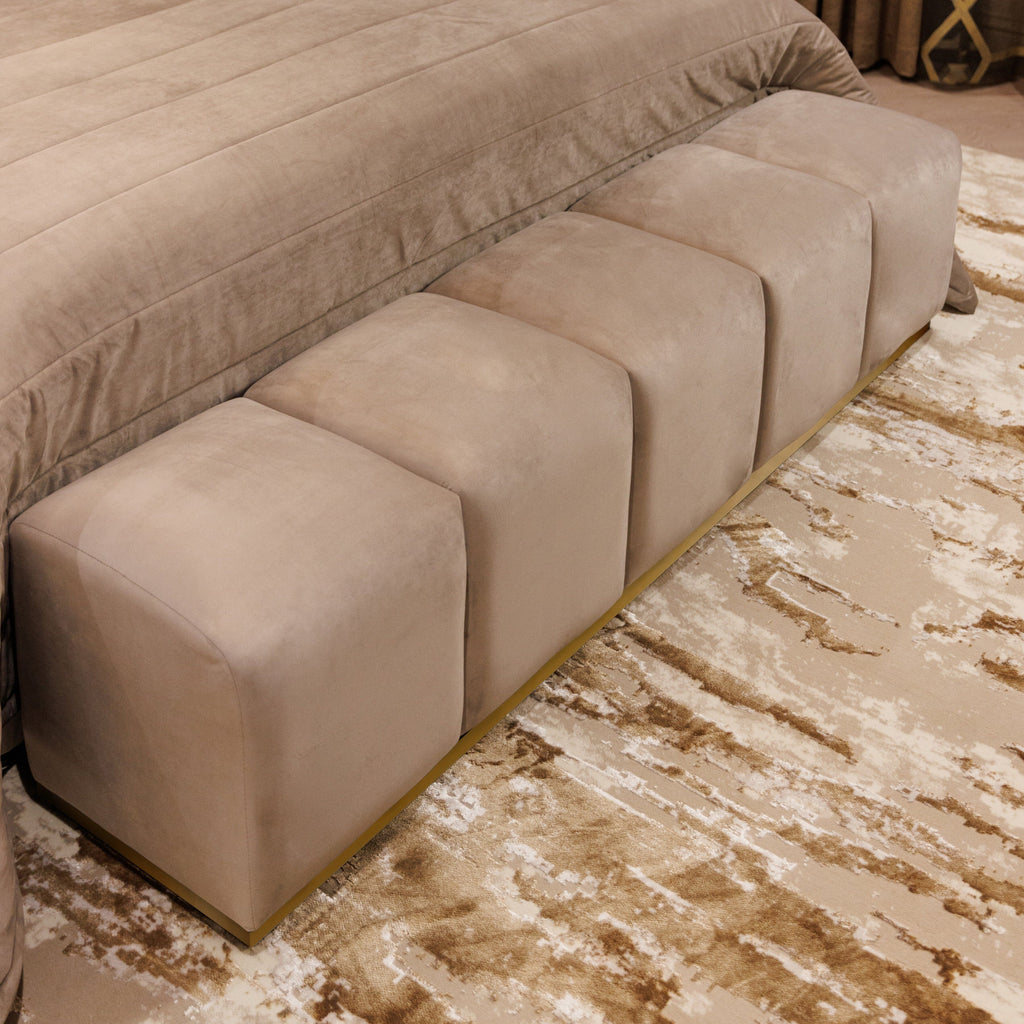 Praline Luxury Velvet & Upholstered Bench