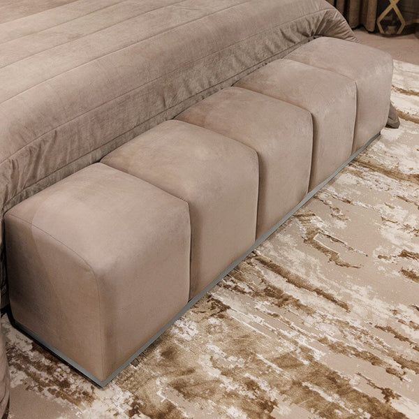 Praline Luxury Velvet & Silver Upholstered Bench Made to Order Bench 