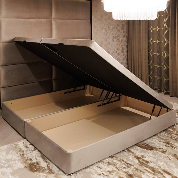 Praline Velvet Ottoman Divan Bed Base Bed 