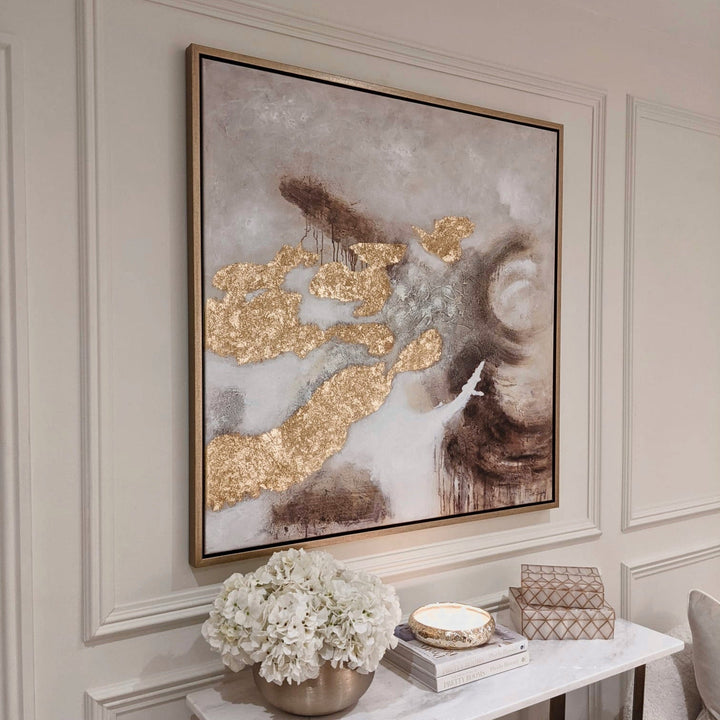 *PRE-ORDER* Decadence Large Gold & Taupe Abstract Wall Art Art 