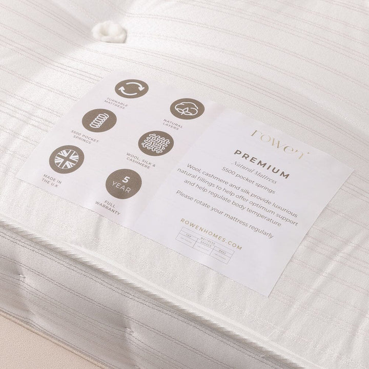 Premium 5500 Pocket Natural Mattress, With Wool, Silk and Cashmere Made to Order Bed 