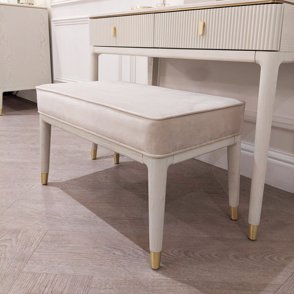 Putney Ivory & Gold Stool Bench 