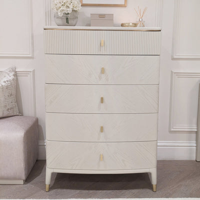 Putney Ivory & Gold Tall Chest of Drawers Furniture 