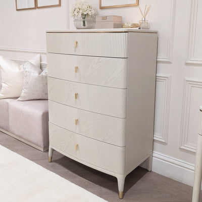 Putney Ivory & Gold Tall Chest of Drawers Furniture 