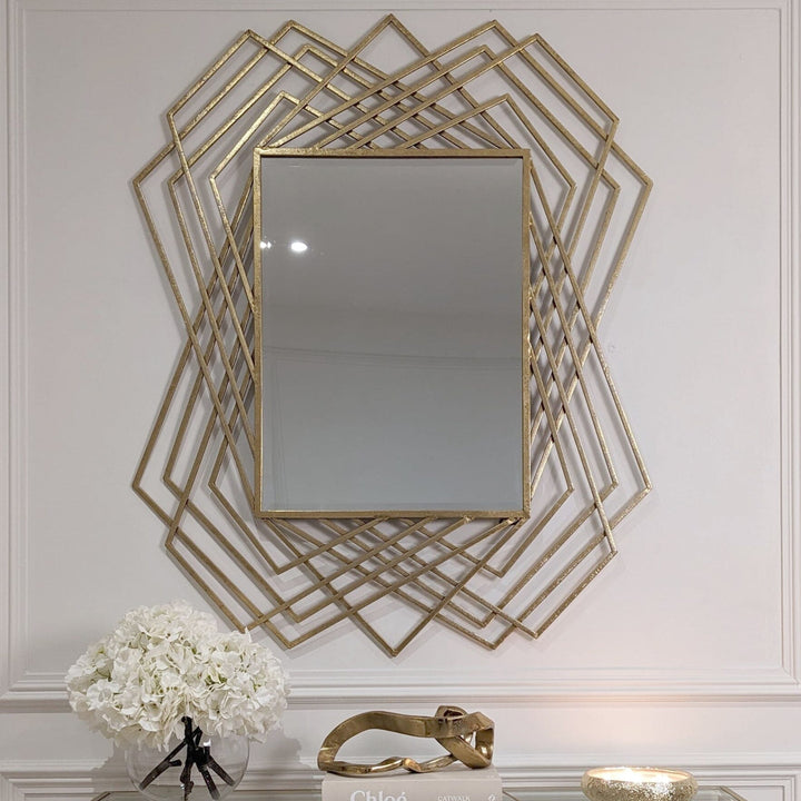 Raegan Large Rectangular Gold Mirror Accessories 