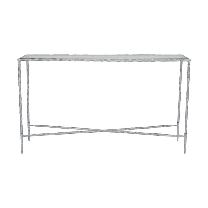 Raya White Hammered Large Console Table Console Table 