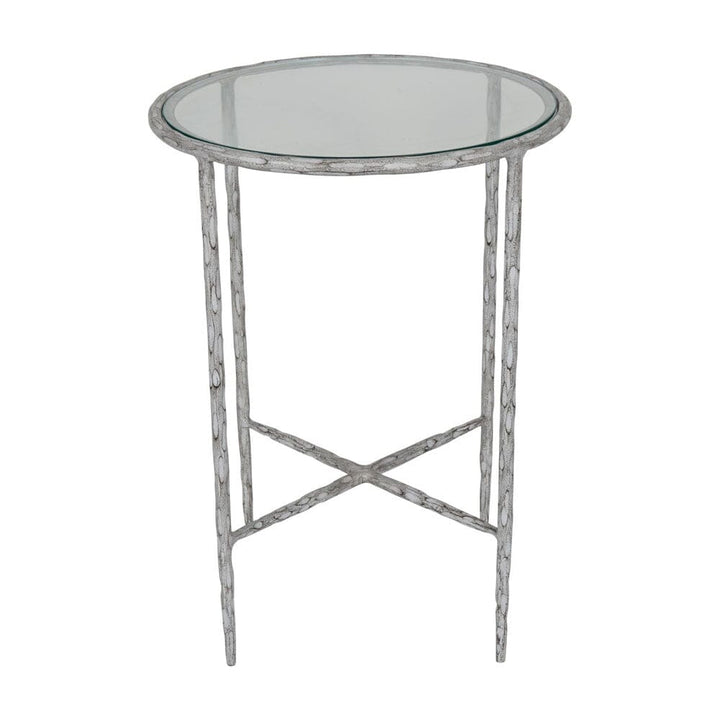 Raya White Hammered Side Table End and Side Table 