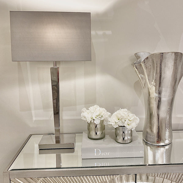 Reign Silver Table Lamp with Grey Shade 